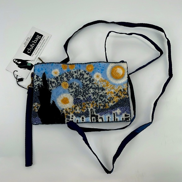 NWT Bamboo Trading Company Beaded Starry Night Club Bag - Picture 4 of 6
